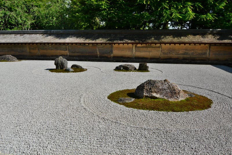 The dry garden, detail. Ryoan-ji zen temple. Kyoto. Japan